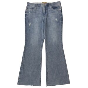 {Democracy} "Ab Technology Itty Bitty Booty Lift" Blue Distressed Bootcut Jeans